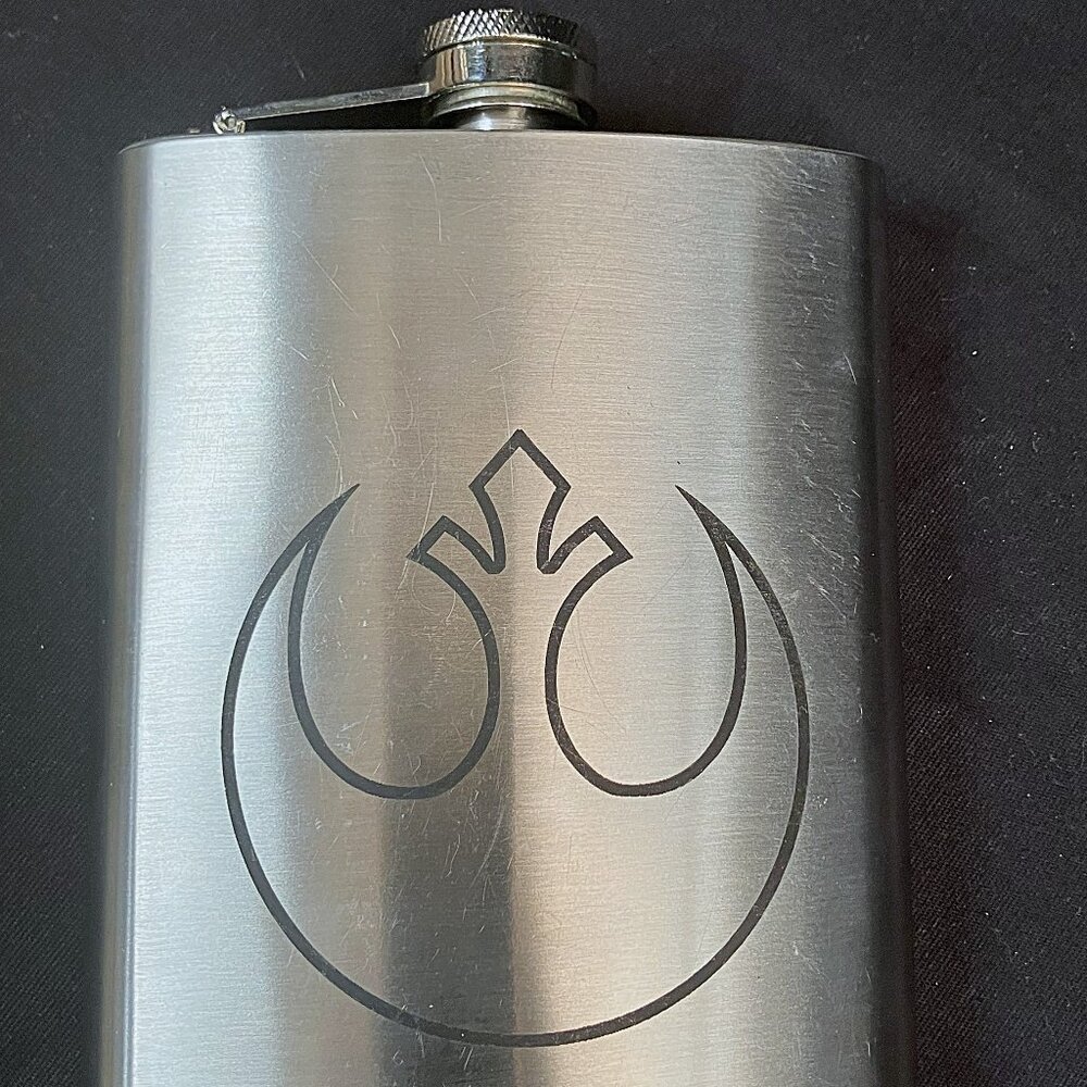 Laser Etched Star Wars Jedi Rebel Logo 8oz Stainless Hip Flask